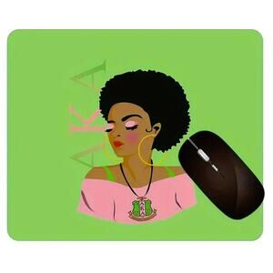 AKA Alpha Kappa Alpha Mouse Pad Pink and Green with Lady Print